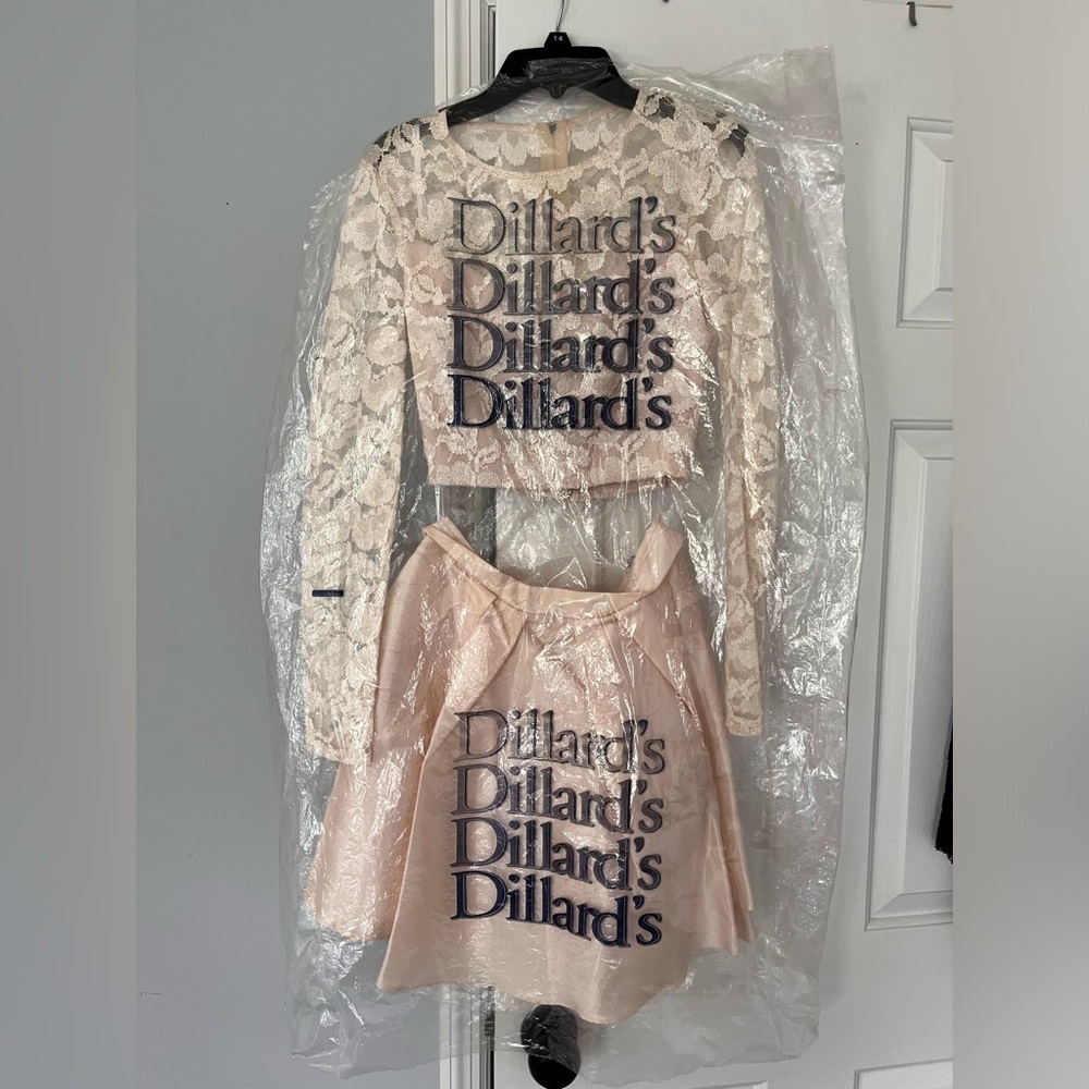 two piece light pink formal dress